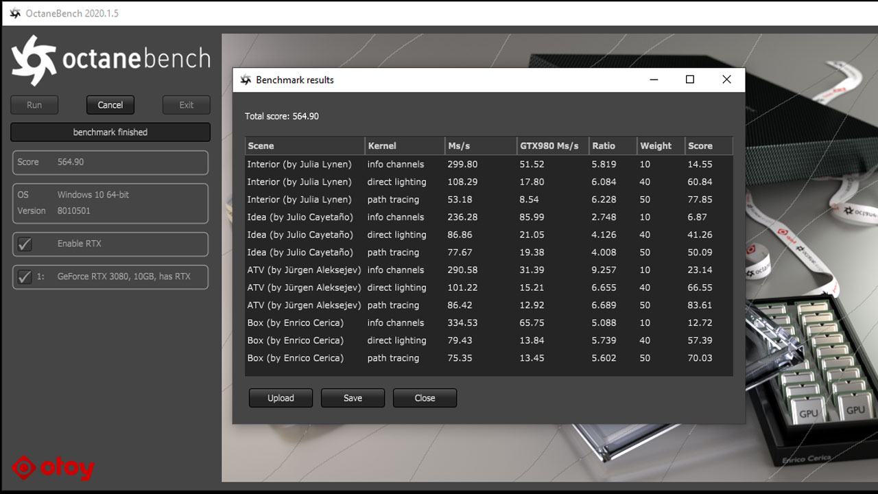 OctaneBench GPU Rendering Benchmark 1