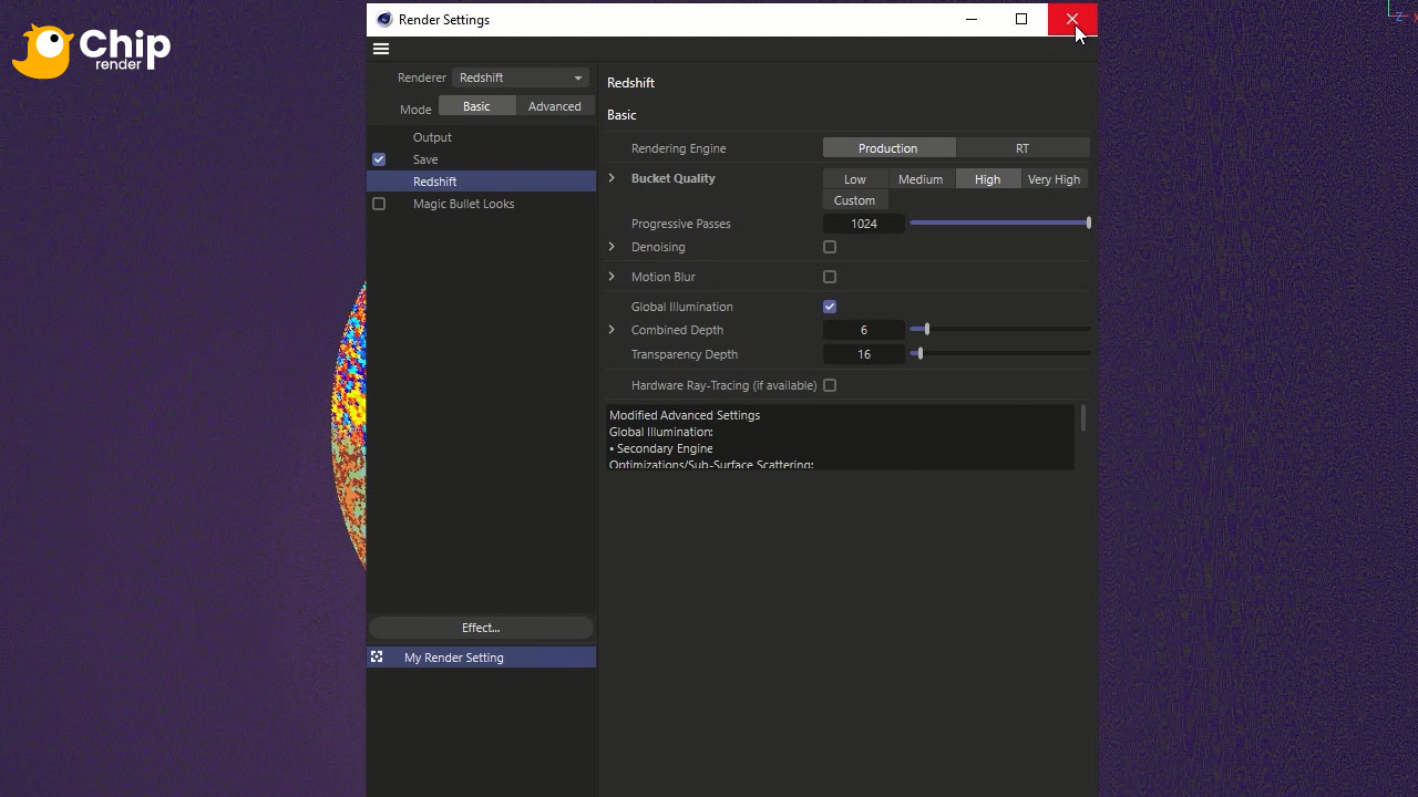 Redshift Rendering Tip basic render settings