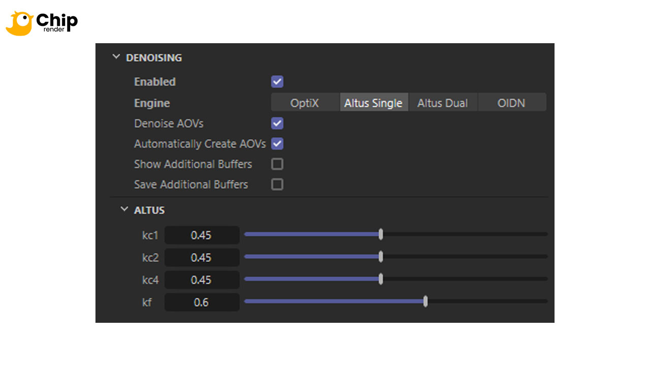 Redshift Rendering Tip denoising