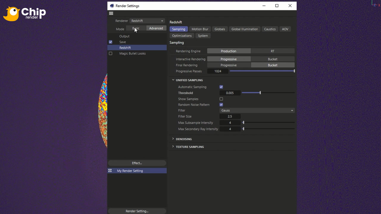 Redshift Rendering Tip sampling